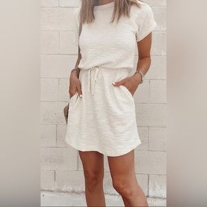 Lou & Grey Cream Short Sleeve Cotton Blend Summer Dress Women Sz XL